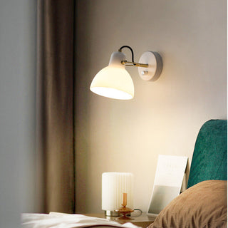 Minimalist soft glow white glass wall sconce detail — lamp
