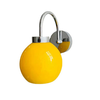 Bauhaus cream glass globe wall lamp angle — iron frame sconce