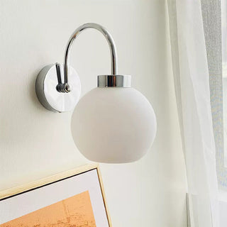 Cream globe glass iron frame Bauhaus wall sconce — modern lamp