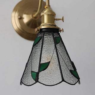 Vibrant brass Tiffany glass wall sconce — dimmable lamp