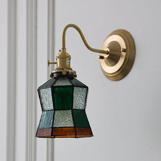 Tiffany glass dimmable wall sconce vibrant brass — lamp