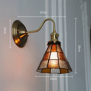 Vibrant brass glass Tiffany wall lamp dimmable — sconce