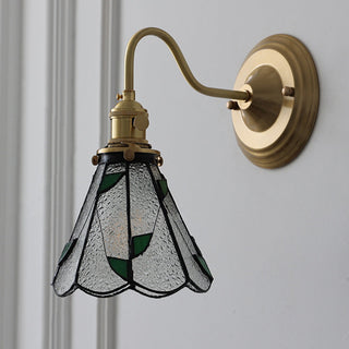 Tiffany glass wall light brass finish dimmable — vibrant sconce