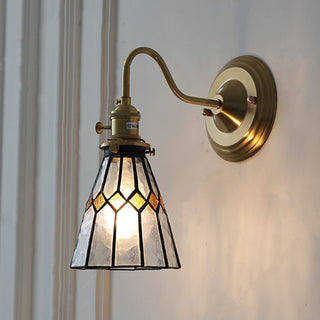 Vibrant Tiffany glass wall sconce brass — dimmable fixture