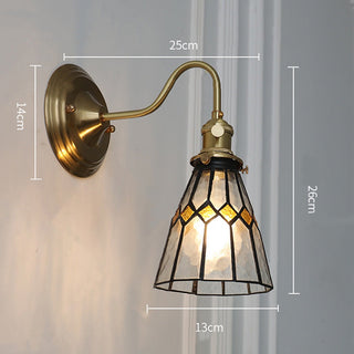 Tiffany vibrant glass brass dimmable wall sconce — fixture