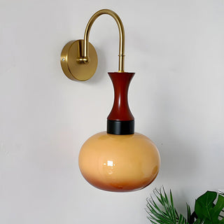 Retro yellow wall lamp bowl glass illuminated — classic sconce