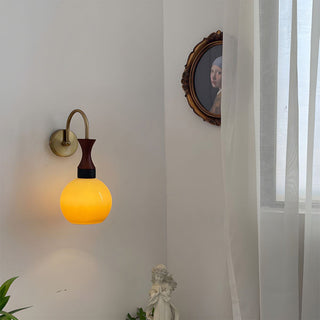 Classic retro bowl glass sconce — yellow warm glow wall lamp