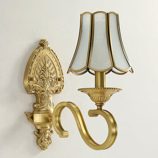 Gold contemporary metal sconce ambient glow — mid-century lamp