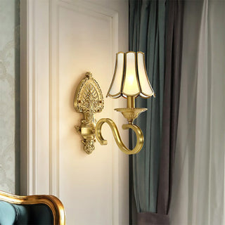 Gold mid-century wall light contemporary metal fixture — warm ambient