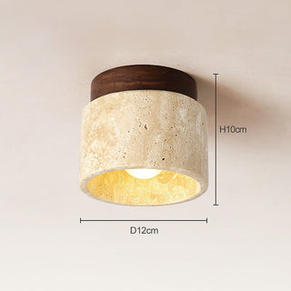 Beige stone wall lamp industrial walnut — contemporary