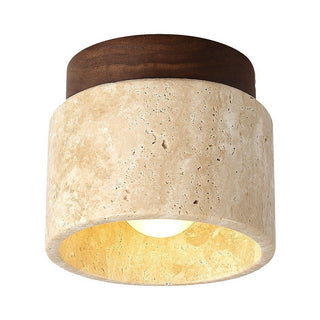 Walnut wood stone wall sconce industrial — beige lamp