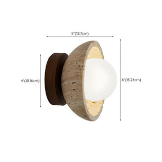 Stone wall sconce industrial walnut wood — beige