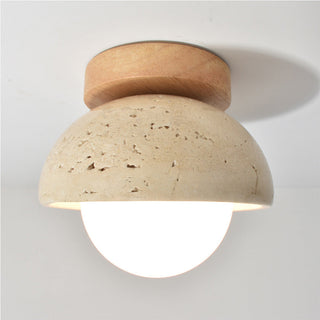 Stone wall light walnut wood industrial — beige contemporary