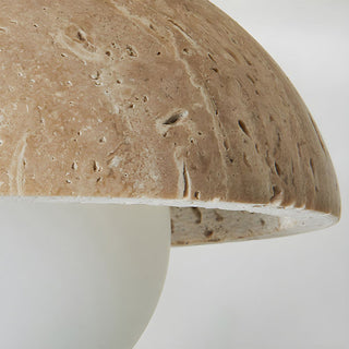 Industrial walnut wood stone wall lamp — beige sconce