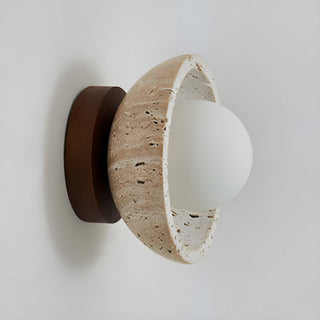 Walnut industrial stone wall sconce beige — contemporary