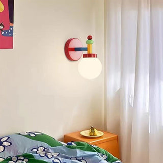 Modern glass wall lamp multicolor panels illuminated — vibrant