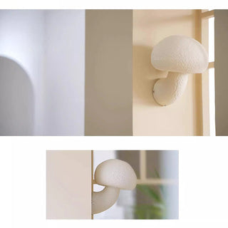 French mushroom wall lamp cream resin — soft glow sconce