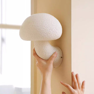 Cream resin mushroom wall sconce detail — French soft glow