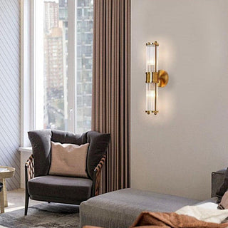Iron glass gold vanity sconce detail — classic luxury bathroom