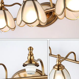 French gold mushroom shade bathroom wall lamp — vanity sconce