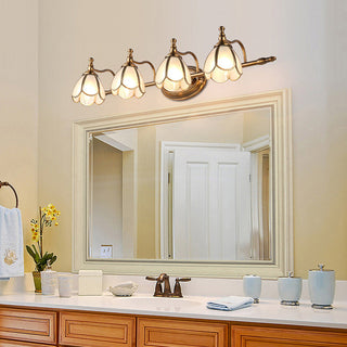 French bathroom wall light gold mushroom shade — vanity sconce