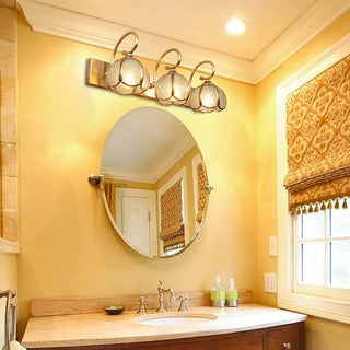 Bathroom vanity wall lamp glass ball shades illuminated — classic