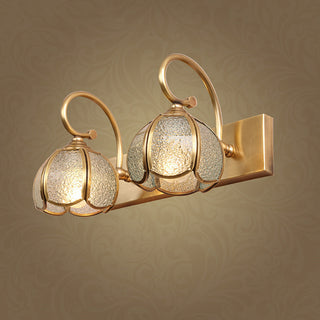 Multi head glass ball wall sconce detail — classic bathroom vanity