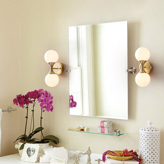 Double head gold finish brass bathroom vanity wall sconce