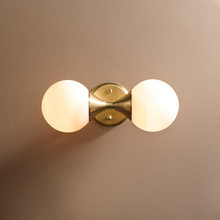 Gold finish double head brass bathroom wall sconce detail