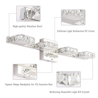 Stainless vanity wall sconce in bathroom — durable silver lamp