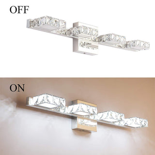 Modern silver stainless vanity wall sconce detail — bathroom light