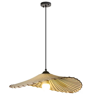 Vintage fabric lotus pendant from above — adjustable cord lamp