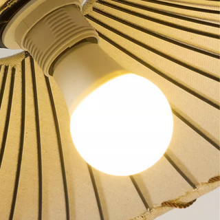 Vintage Pendant Light - Lotus Leaf Fabric Shade | Adjustable Cord | E27 Bulb