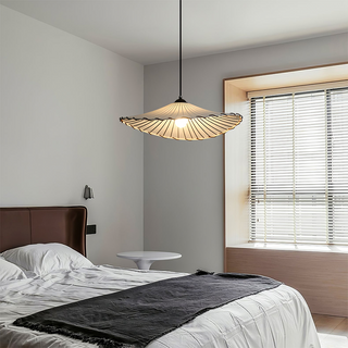 Lotus leaf shade pendant lamp detail — vintage hanging fixture