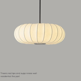Fabric Drum Pendant Light – White Pumpkin Shaped Lamp With Soft Shade