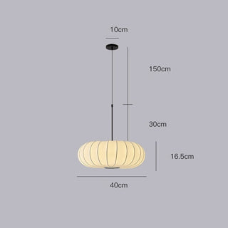 Fabric Drum Pendant Light – White Pumpkin Shaped Lamp With Soft Shade