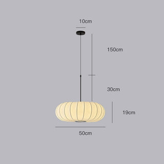 Fabric Drum Pendant Light – White Pumpkin Shaped Lamp With Soft Shade