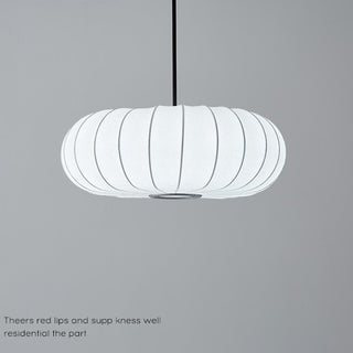 Fabric Drum Pendant Light – White Pumpkin Shaped Lamp With Soft Shade