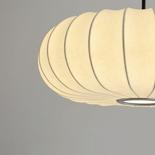 Fabric Drum Pendant Light – White Pumpkin Shaped Lamp With Soft Shade