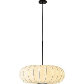 Fabric Drum Pendant Light – White Pumpkin Shaped Lamp With Soft Shade