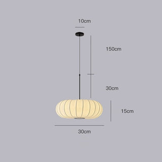 Fabric Drum Pendant Light – White Pumpkin Shaped Lamp With Soft Shade