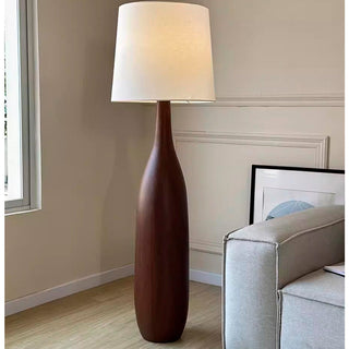 Retro vintage wood lamp detail — solid fabric warm
