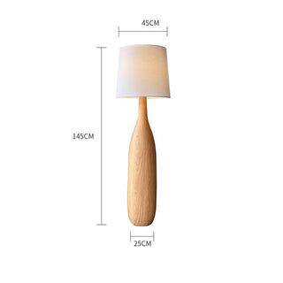 Vintage solid wood floor lamp wide view — retro warm