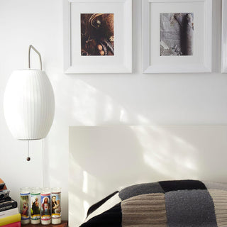 Bauhaus white silk shade wood wall lamp ambient — modern