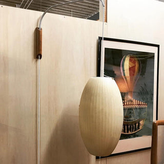 Applique murale Bauhaus – Applique en soie blanche | Luminaire moderne en bois et soie