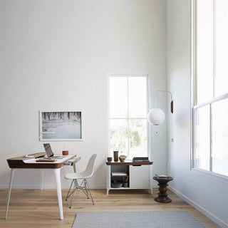 Bauhaus wall lamp white silk shade — modern wood sconce