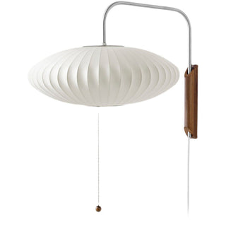 White wood Bauhaus wall sconce silk shade — modern lamp