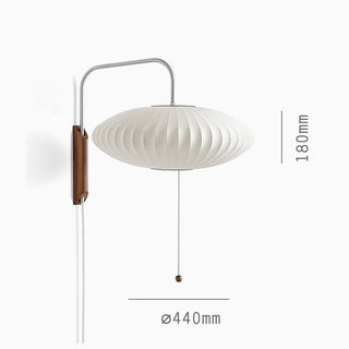 White silk Bauhaus wood wall lamp modern — shade sconce