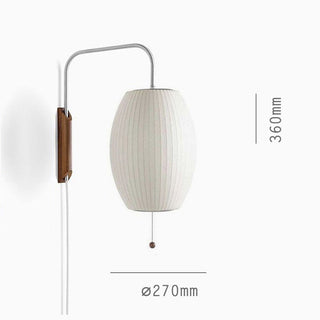 Applique murale Bauhaus – Applique en soie blanche | Luminaire moderne en bois et soie