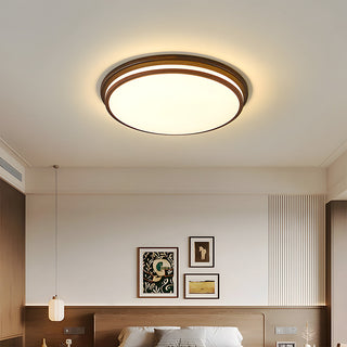 Simple walnut ceiling lamp LED – energy efficient side view